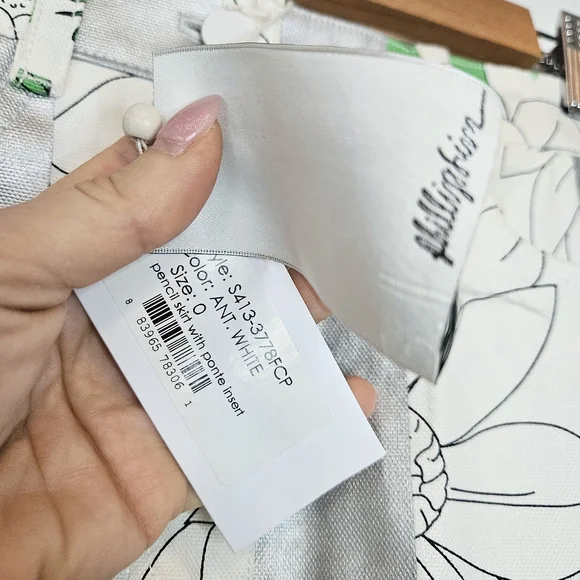 Phillip Lim Floral White Green/Silver Metallic Denim Jean Skirt NWT XS 0 - Picture 6 of 8